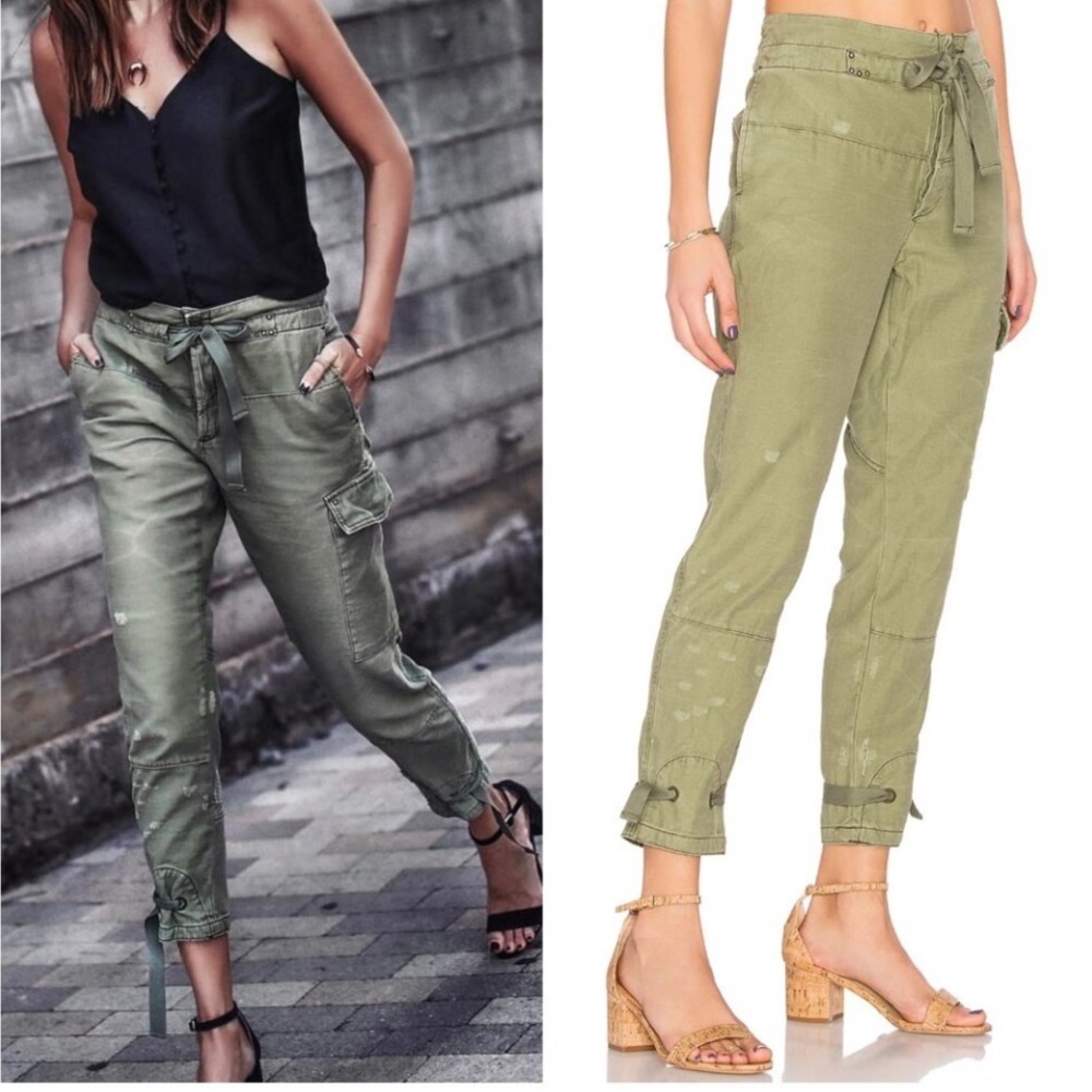 FREE PEOPLE Olive Green ‘Don’t Get Lost’ Cropped Cargo Pants sz 0